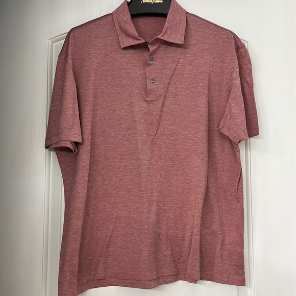 LIGHT BURGUNDY AND WHITE ZEGNA SILK SHORT-SLEEVE POLO